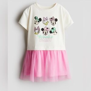 H&M Disney Minnie & Daisy White and Pink Tulle T-shirt Dress
